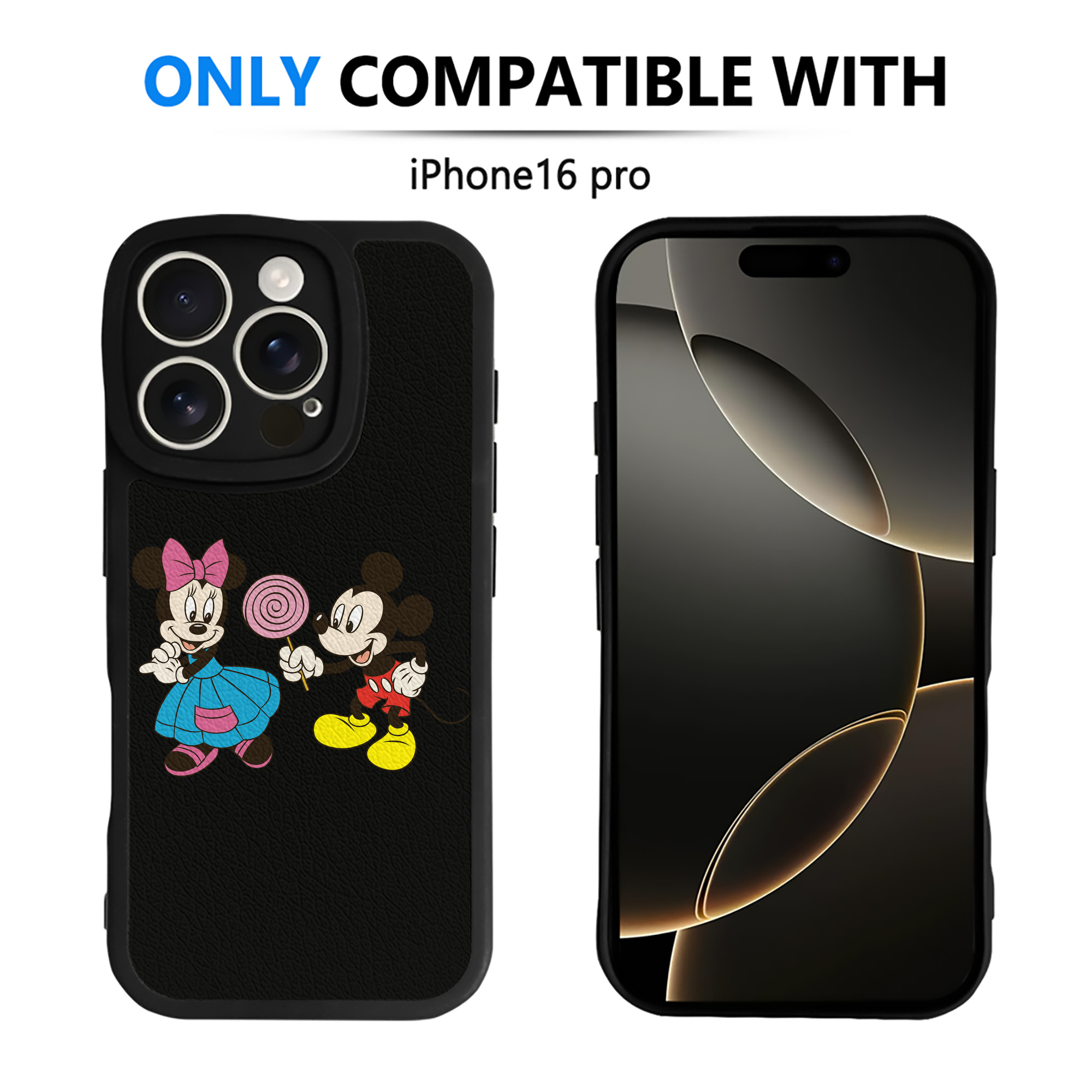（画像用） ミッキーマウス Mickey Mouse 【iPhone 16シリーズ対応】シリコンスマホケース（レザー調） 材質：シリコン